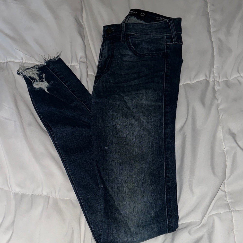 Hollister Dark Blue Distressed Skinny Jeans